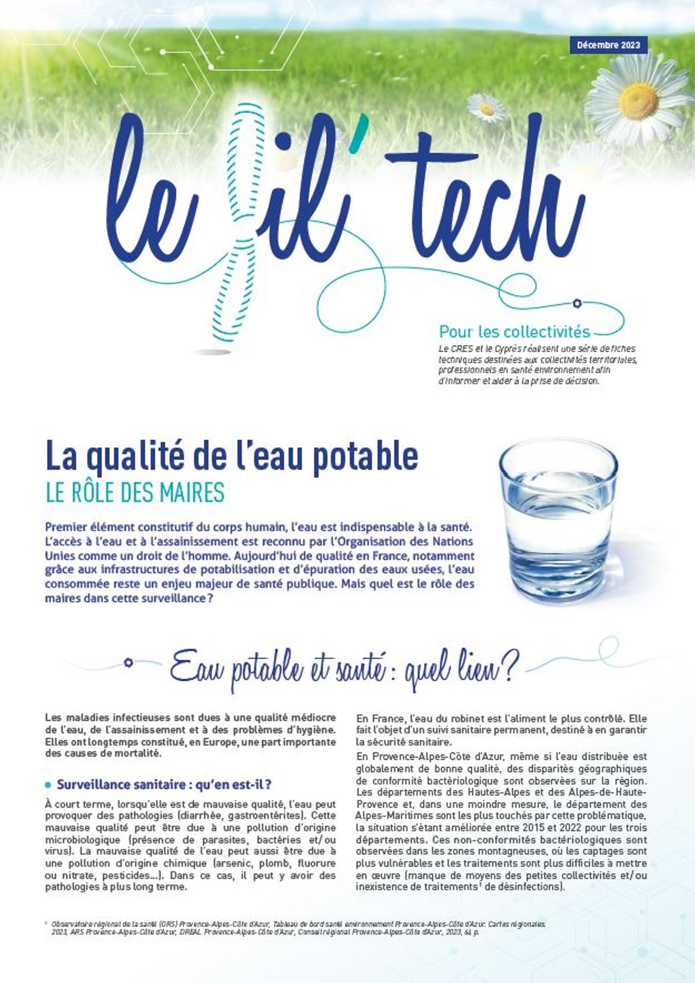 Fil'Tech Qualité de l'eau potable. Le rôle des maires 